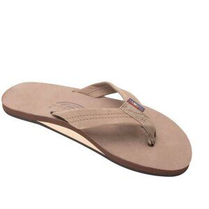 Rainbow Sandals Men's Leather Single Layer Wide Strap Arch Support - Dark Brown